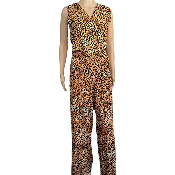 Bali Kim Cheetah Print Boho Wrap Pants Set Size Medium